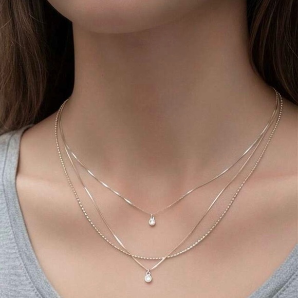 ⚠️Clearance Elegant 3pcs Silver Pendant Necklace Set - Picture 2 of 4